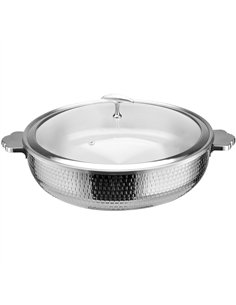 Hammered Triple‑Layer Stainless Steel 4.5L Ceramic Casserole Φ320×H90mm with Glass Lid – Silver Finish| Stalwart DA-E0312200M
