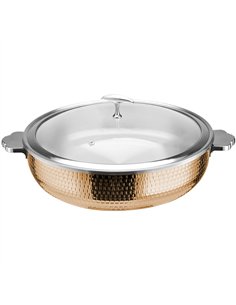 Hammered Triple‑Layer Stainless Steel 4.5L Ceramic Casserole Φ320×H90mm with Glass Lid – Copper Finish| Stalwart DA-E0312210M