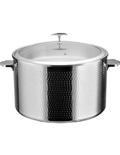 Hammered Triple‑Layer Stainless Steel 16.8L Casserole Φ320×H210mm with Glass Lid – Silver Finish | Stalwart DA-E0312300