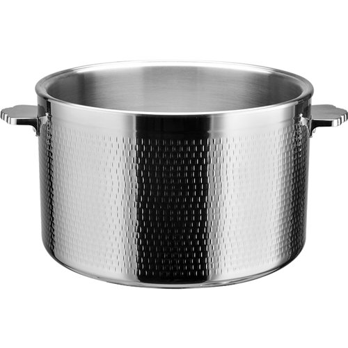Hammered Triple‑Layer Stainless Steel 16.8L Casserole Φ320×H210mm with Glass Lid – Silver Finish | Stalwart DA-E0312300