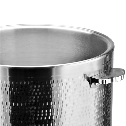 Hammered Triple‑Layer Stainless Steel 16.8L Casserole Φ320×H210mm with Glass Lid – Silver Finish | Stalwart DA-E0312300