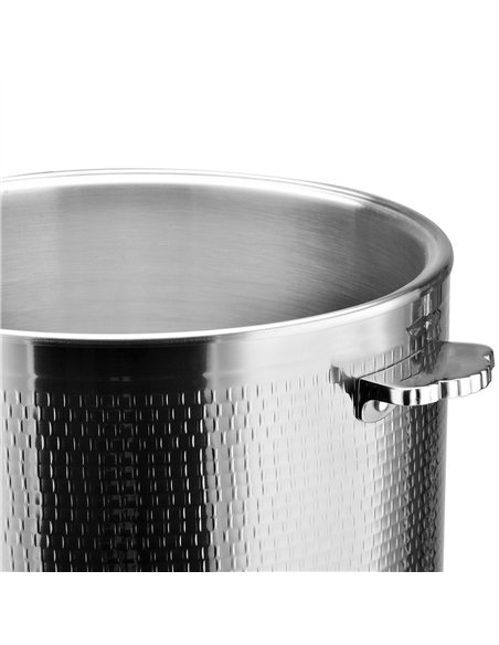 Hammered Triple‑Layer Stainless Steel 16.8L Casserole Φ320×H210mm with Glass Lid – Silver Finish | Stalwart DA-E0312300
