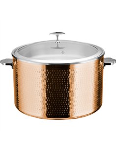 Hammered Triple‑Layer Stainless Steel 16.8L Casserole Φ320×H210mm with Glass Lid – Copper Finish | Stalwart DA-E0312301