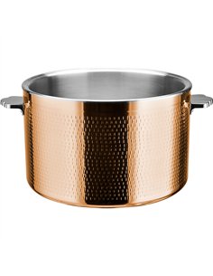 Hammered Triple‑Layer Stainless Steel 16.8L Casserole Φ320×H210mm with Glass Lid – Copper Finish | Stalwart DA-E0312301 2