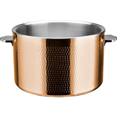 Hammered Triple‑Layer Stainless Steel 16.8L Casserole Φ320×H210mm with Glass Lid – Copper Finish | Stalwart DA-E0312301