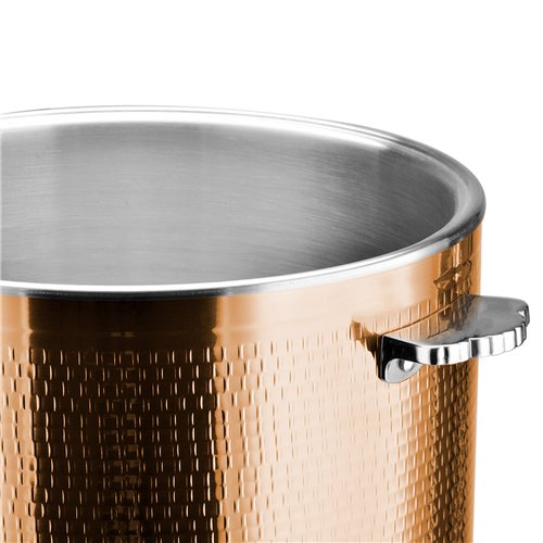 Hammered Triple‑Layer Stainless Steel 16.8L Casserole Φ320×H210mm with Glass Lid – Copper Finish | Stalwart DA-E0312301