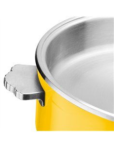 Hammered Triple-Layer Stainless Steel 4.5L Casserole Φ320×H120mm with Glass Lid – Yellow | Stalwart DA-E0912005 2