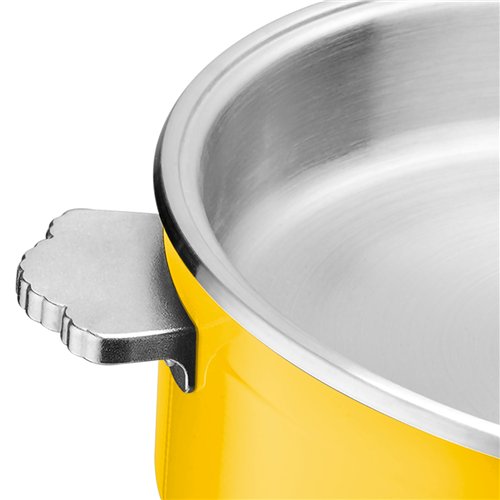 Hammered Triple-Layer Stainless Steel 4.5L Casserole Φ320×H120mm with Glass Lid – Yellow | Stalwart DA-E0912005