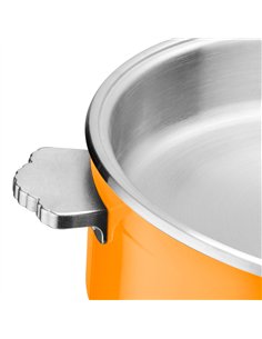 Hammered Triple-Layer Stainless Steel 4.5L Casserole Φ320×H120mm with Glass Lid – Orange | Stalwart DA-E0912015 2