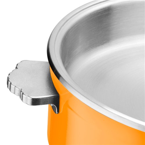 Hammered Triple-Layer Stainless Steel 4.5L Casserole Φ320×H120mm with Glass Lid – Orange | Stalwart DA-E0912015