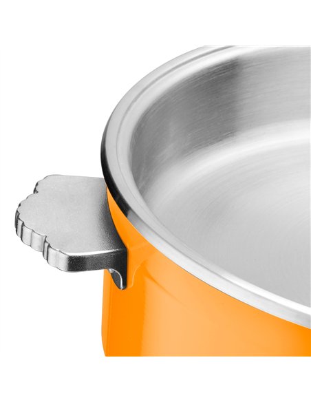 Hammered Triple-Layer Stainless Steel 4.5L Casserole Φ320×H120mm with Glass Lid – Orange | Stalwart DA-E0912015