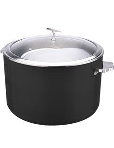 Hammered Triple‑Layer Stainless Steel 16.8L Casserole Φ320×H210mm with Glass Lid – Black | Stalwart DA-E0912086