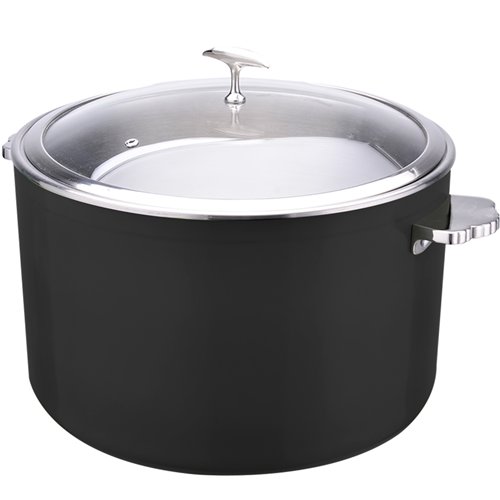 Hammered Triple‑Layer Stainless Steel 16.8L Casserole Φ320×H210mm with Glass Lid – Black | Stalwart DA-E0912086