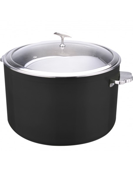 Hammered Triple‑Layer Stainless Steel 16.8L Casserole Φ320×H210mm with Glass Lid – Black | Stalwart DA-E0912086