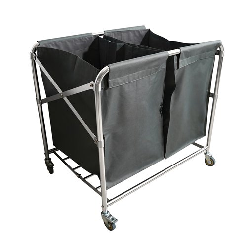 Commercial Stainless Steel Foldable Laundry Trolley with 2 Bags – 895 × 660 × 860 mm| Stalwart DA-H080B