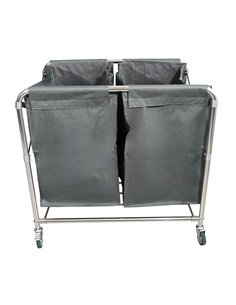 Commercial Stainless Steel Foldable Laundry Trolley with 2 Bags – 895 × 660 × 860 mm| Stalwart DA-H080B 2