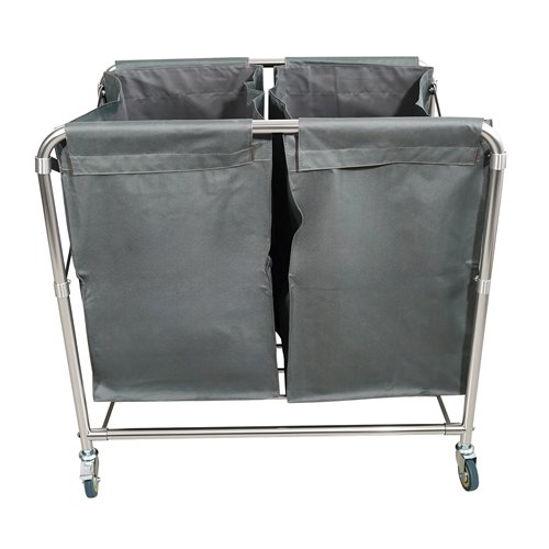 Commercial Stainless Steel Foldable Laundry Trolley with 2 Bags – 895 × 660 × 860 mm| Stalwart DA-H080B