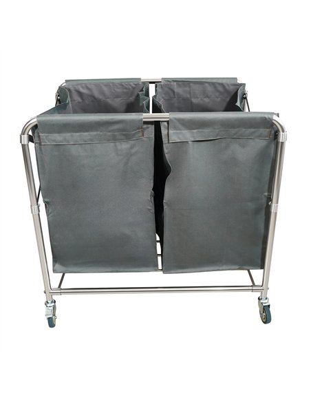 Commercial Stainless Steel Foldable Laundry Trolley with 2 Bags – 895 × 660 × 860 mm| Stalwart DA-H080B