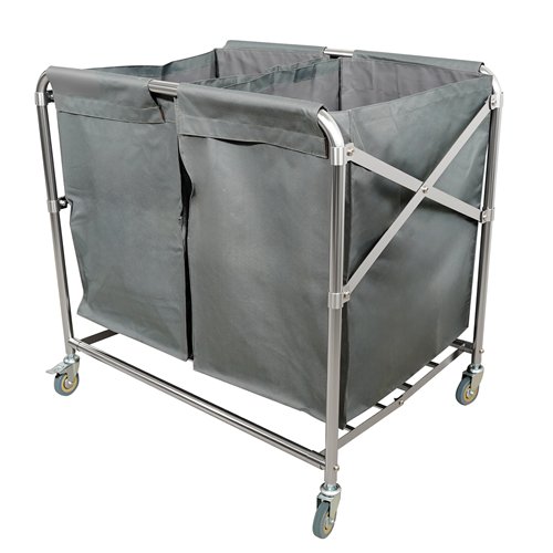 Commercial Stainless Steel Foldable Laundry Trolley with 2 Bags – 895 × 660 × 860 mm| Stalwart DA-H080B