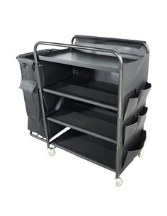 Commercial Stainless Steel Laundry Trolley with Shelves –  1110×490×1125mm Black| Stalwart DA-LT01B