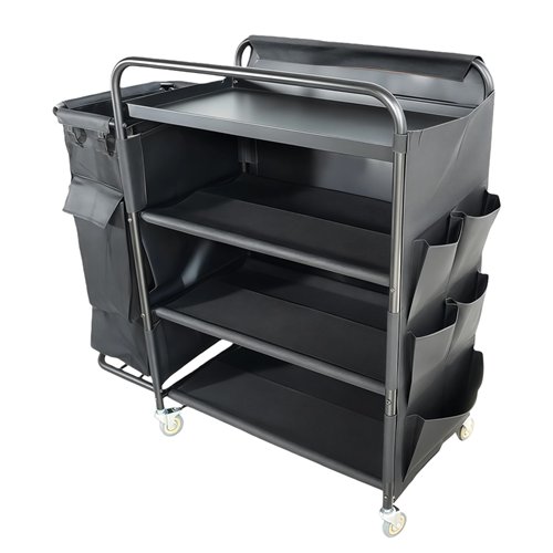 Commercial Stainless Steel Laundry Trolley with Shelves –  1110×490×1125mm Black| Stalwart DA-LT01B