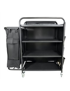 Commercial Stainless Steel Laundry Trolley with Shelves –  1110×490×1125mm Black| Stalwart DA-LT01B 2