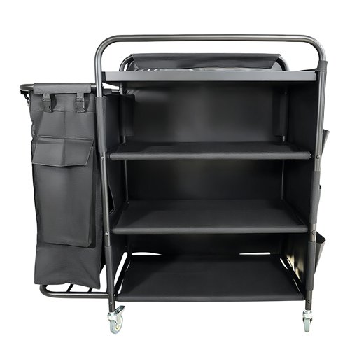 Commercial Stainless Steel Laundry Trolley with Shelves –  1110×490×1125mm Black| Stalwart DA-LT01B