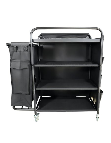 Commercial Stainless Steel Laundry Trolley with Shelves –  1110×490×1125mm Black| Stalwart DA-LT01B
