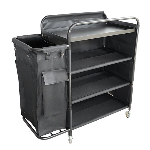 Commercial Stainless Steel Laundry Trolley with Shelves –  1110×490×1125mm Black| Stalwart DA-LT01B