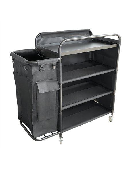 Commercial Stainless Steel Laundry Trolley with Shelves –  1110×490×1125mm Black| Stalwart DA-LT01B