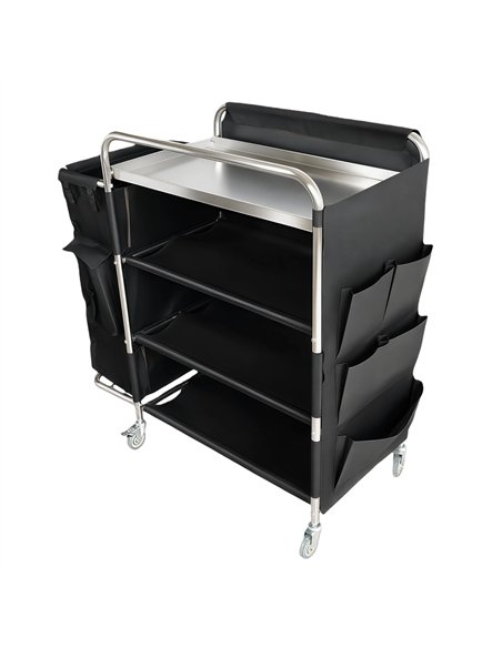 Commercial Stainless Steel Laundry Trolley with Shelves –  1110×490×1125mm Silver| Stalwart DA-LT01S
