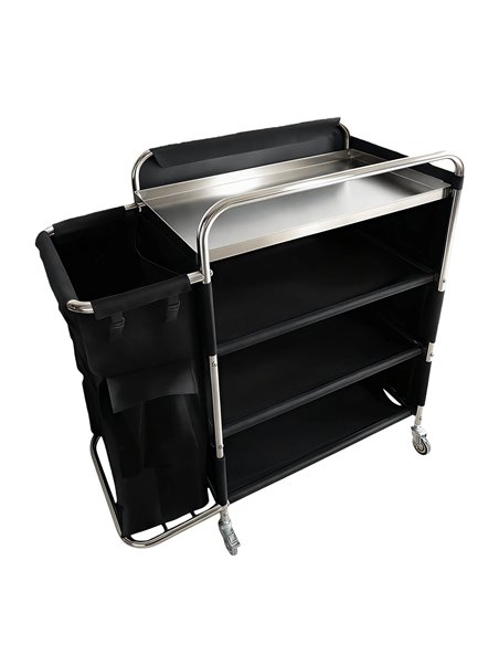 Commercial Stainless Steel Laundry Trolley with Shelves –  1110×490×1125mm Silver| Stalwart DA-LT01S
