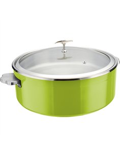 Hammered Triple-Layer Stainless Steel 4.5L Casserole Φ320×H120mm with Glass Lid – Green | Stalwart DA-E0912010