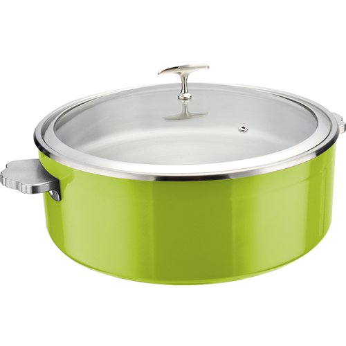 Hammered Triple-Layer Stainless Steel 4.5L Casserole Φ320×H120mm with Glass Lid – Green | Stalwart DA-E0912010