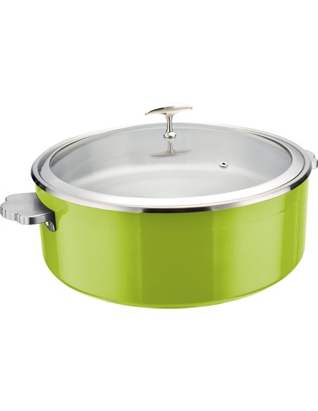 Hammered Triple-Layer Stainless Steel 4.5L Casserole Φ320×H120mm with Glass Lid – Green | Stalwart DA-E0912010