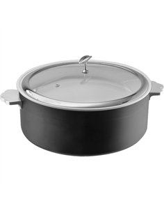 Hammered Triple-Layer Stainless Steel 4.5L Casserole Φ320×H120mm with Glass Lid – Black | Stalwart DA-E0912016