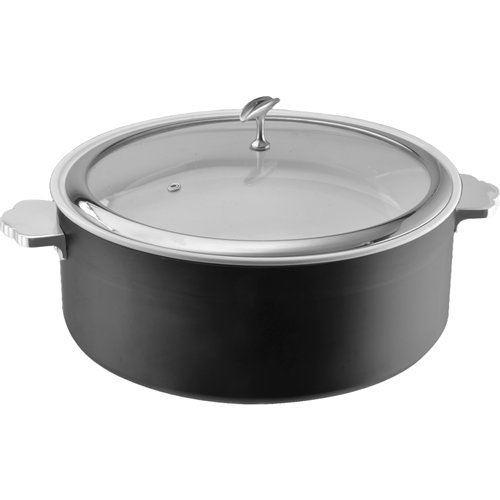 Hammered Triple-Layer Stainless Steel 4.5L Casserole Φ320×H120mm with Glass Lid – Black | Stalwart DA-E0912016