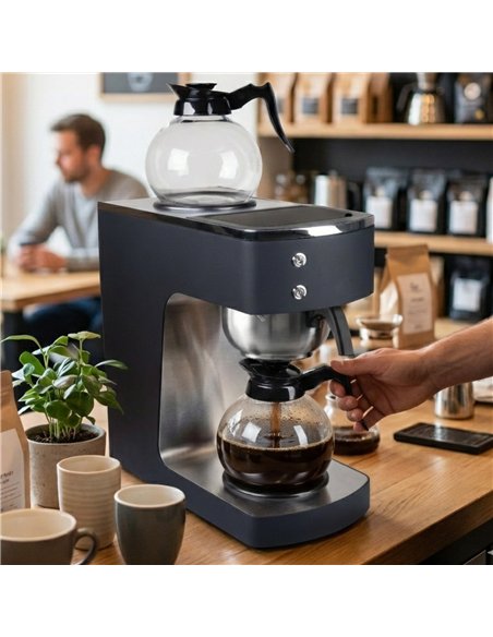 Commercial Coffee Machine with Stainless Steel Funnel &amp 2 Glass Decanters – 203×383×455mm | Stalwart DA-RB386PBD2