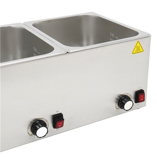 Commercial Hot dog / Sausage Warmer with Hinged Covers  2 x 8 litres | Stalwart DA-XDESW8D 