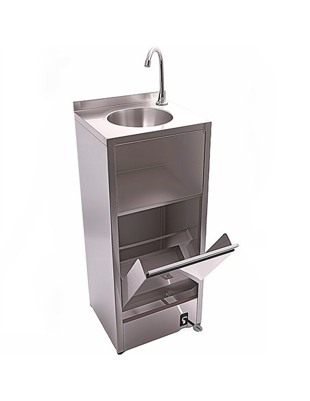 Foot Operated Stainless Steel Hand Wash Station 400×330×970 mm | Stalwart DA-WHF279