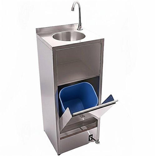 Foot Operated Stainless Steel Hand Wash Station 400×330×970 mm | Stalwart DA-WHF279