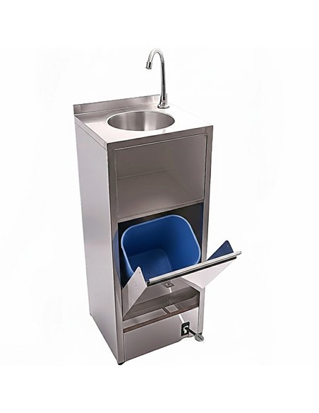 Foot Operated Stainless Steel Hand Wash Station 400×330×970 mm | Stalwart DA-WHF279