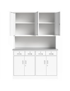 Heavy Duty Steel Upright Storage Cabinet with 8 Doors and 4 Drawers, 1850x1500mm White | Stalwart DA-JYM3 2