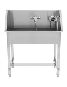 Stainless Steel Pet Grooming Bath Tub 850×480×1220mm with 3‑Side Backsplash | Stalwart DA-PDBSL48085