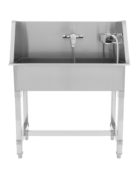 Stainless Steel Pet Grooming Bath Tub 850×480×1220mm with 3‑Side Backsplash | Stalwart DA-PDBSL48085