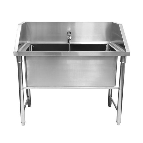 Stainless Steel Pet Grooming Bath Tub 1200×700×900mm with 3‑Side Backsplash | Stalwart DA-PDBSL70120