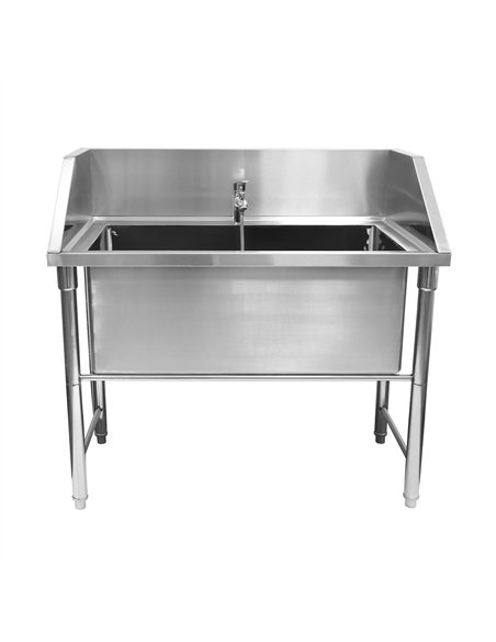 Stainless Steel Pet Grooming Bath Tub 1200×700×900mm with 3‑Side Backsplash | Stalwart DA-PDBSL70120