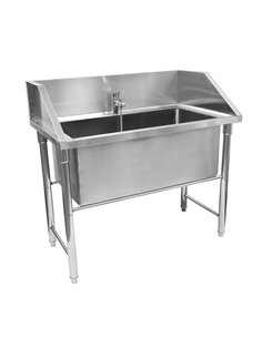 Stainless Steel Pet Grooming Bath Tub 1200×700×900mm with 3‑Side Backsplash | Stalwart DA-PDBSL70120 2