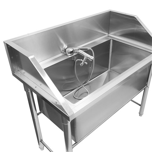 Stainless Steel Pet Grooming Bath Tub 1200×700×900mm with 3‑Side Backsplash | Stalwart DA-PDBSL70120
