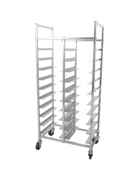 Stainless Steel Dual‑Row Tray Clearing Rack 10+10 Tiers | Stalwart DA-PT10D